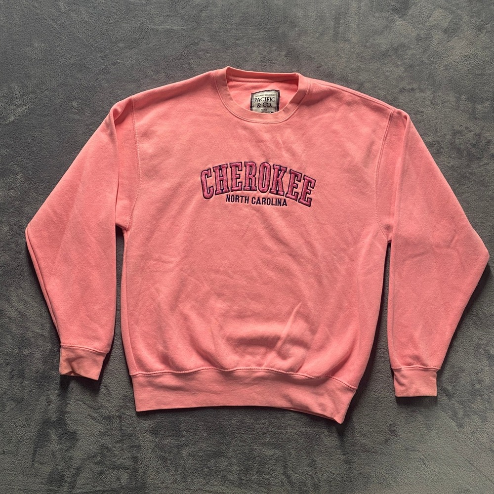 Pacific & Co. Sweatshirt Mens Large Pink Cherokee North Carolina Crew Comfort